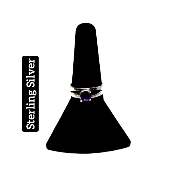 Jewelry - Sterling Silver Ring w/Amethyst Color CZ Stone